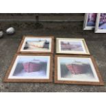 Karl Sodicland, two lithographic prints depicting a worn red boat and another titled White Boat, all