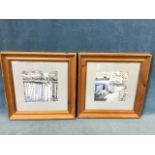 Charles Rennie Mackintosh, lithographic coloured prints, a pair, European quayside studies after the