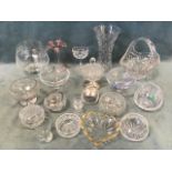 Miscellaneous glass including Caithness crystal, Dartington, Edinburgh, a pink studio glass vase