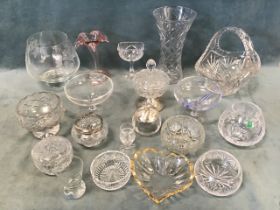 Miscellaneous glass including Caithness crystal, Dartington, Edinburgh, a pink studio glass vase