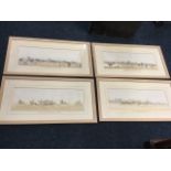 A set of four nineteenth century handcoloured steeplechasing prints - Weighing & Rubbing Down,