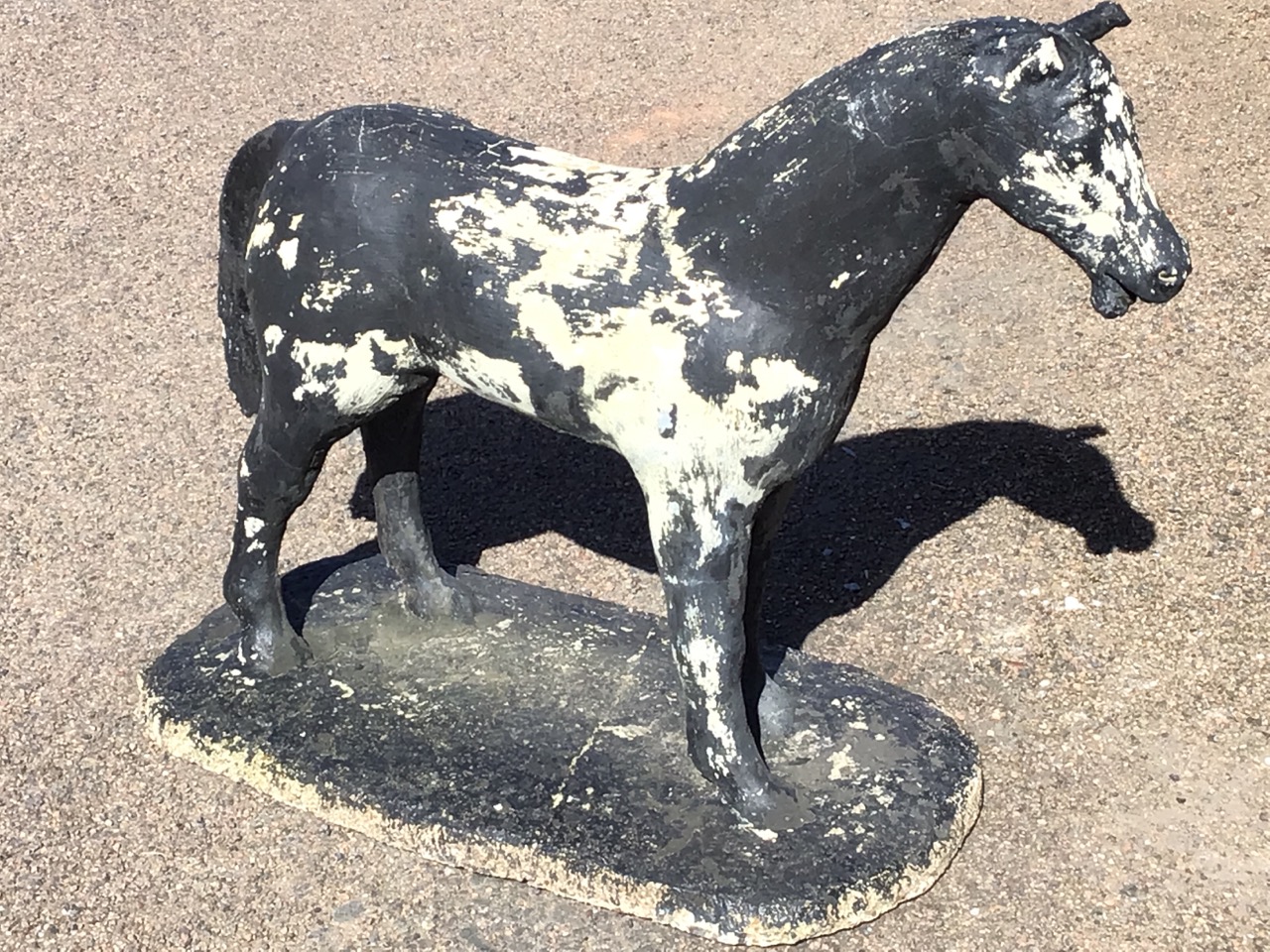 A composition stone garden figure of a standing pony. (35in x 14.5in x 27in) - Image 3 of 3