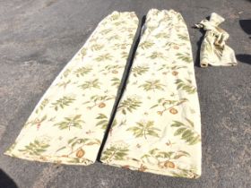 A pair of GP & J Baker lined and interlined linen curtains printed in the Plantation pattern -