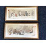 Boris O’Klein, a pair, amusing dog engravings, titled and signed in pencil on margins, framed. (20.
