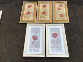 Marilyn Robinson, a pair of abstract lithographs of roses on a white ground, titled Linen 1 & 2,
