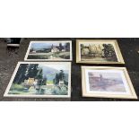Goerscher, a pair of signed and framed oleographic countryside prints, titled The Bridge and