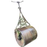 A Victorian cast iron garden roller with decorative scrolled pierced handle - Crown Roller and