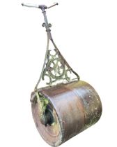 A Victorian cast iron garden roller with decorative scrolled pierced handle - Crown Roller and