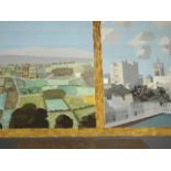 Kenneth Rowntree, lithographic print, landscape and cityscape through window, signed & numbered in