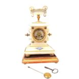 A 19th century French Japy Frères ormolu mounted alabaster mantle clock, the mechanism striking on a