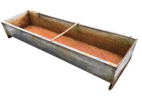 A rectangular galvanised water trough with flat rim. (60in x 18in x 10in)