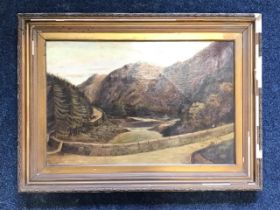 AE Williams, oil on canvas, river landscape with road and fisherman by weir, signed and dated