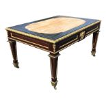 A boulle library table reputably from the US Senate, the rectangular top lacking skiver having