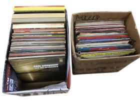 A collection of vinyl albums, including easy listening, choral, popular classical, military bands,