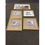 J S McGannon, three lithographs depicting trees in meadows titled Landsape Shadows & Landscape