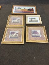 J S McGannon, three lithographs depicting trees in meadows titled Landsape Shadows & Landscape