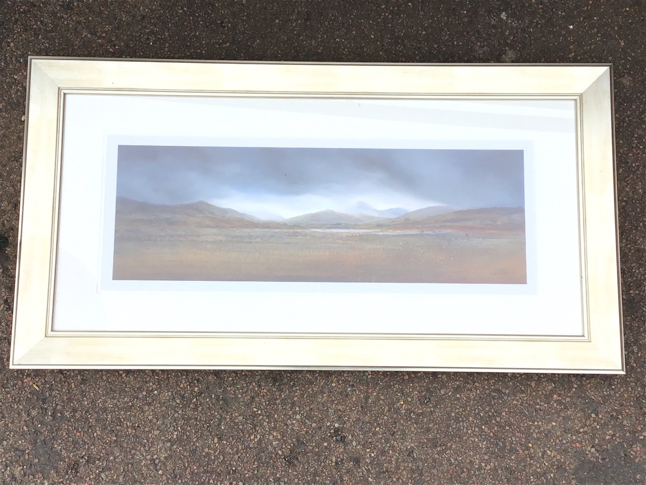 Peter Dowr, a signed lithographic highland landscape print, titled Distant Horizons 2, in silvered
