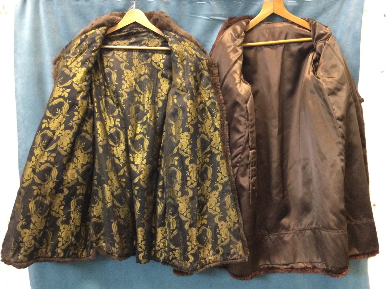 A ladies musquash fur coat; a beaver coat with yellow and black brocade lining; and a mink fur - Image 2 of 3