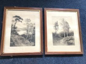 J MacWhirter, sepia steel engravings, a pair, landscapes with figure and rabbit, titled A View of