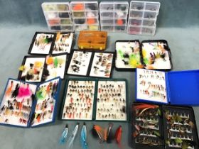 Thirteen boxes of contemporary fishing flies - salmon, seatrout and trout including nymphs, wet &