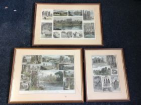 Three late Victorian handcoloured prints of Alnwick, depicting scenes of the castle and surrounds,