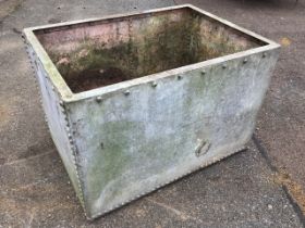 A rectangular riveted galvanised tank with flat rim. (37in x 26.5in x 24in)