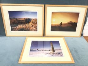 A set of three coloured photographs of Northumberland landscapes - Hadrians Wall, Bamburgh & The