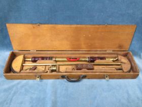 An Edwardian boxed brass and mahogany garden spray apparatus by Solo Sprayers Ltd of Southend-on-