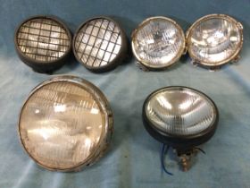 Miscellaneous motorcycle headlamps - a pair, Lucas, CAV, etc. (6)