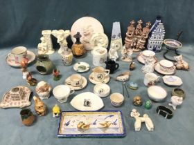 Miscellaneous ceramics including Swedish porcelain, a floral inkstand, Gustavsberg, ornaments, a