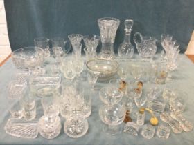 Miscellaneous moulded, engraved and cut glass - tumblers, wine, sherry, liqueur, tankards, a