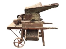 A C20th turnip splitter by Elder & Sons of Berwick, with motor, hopper, splitter, cutter and chute