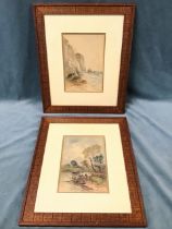 T Wilton, a pair of Victorian watercolours, coastal view with gulls and distant sailboat, and