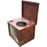 A Victorian mahogany thunder box commode, the hinged rectangular lid above a mahogany seat, flush