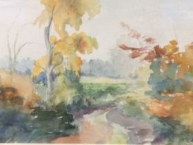 Christopher Northborne, watercolour landscape with trees, signed and dated, titled to verso Larks