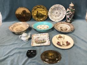 Miscellaneous Victorian and later ceramics including a Chinese inverted baluster covered vase, a