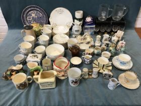 Miscellaneous ceramics & glass including crested china - Goss, Florentine, Carlton, commemorative, a