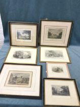 Five hogarth framed nineteenth century handcoloured steel engravings - Warkworth, Melrose,