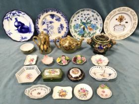 Miscellaneous ceramics - Limoges trinket pots & covers, Adderley, Royal Worcester, a cloisonné style