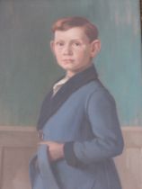 Bruce, oil on canvas, a 1940s Scottish colourist portrait of a young boy in a blue coat, signed,