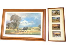 Frank Wootton, lithographic coloured print titled Setting the Plough, signed in print, pine