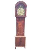 A Victorian mahogany longcase clock by E Barr of Newcastle, the hood with scalloped pediment above