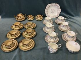 A six-piece Coalport tea service in the Trellis Rose pattern including cups, saucers, tea plates,