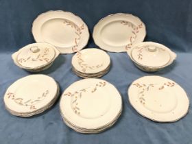 A 50s Alfred Meakin dinner service decorated in the Astbury pattern with autumn coloured floral