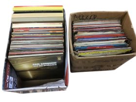A collection of vinyl albums including easy listening, choral, popular classical, military bands,