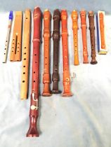 Eight miscellaneous recorders ranging from 9.5in sopranino by Heurich to a 25.75in tenor piece,