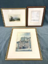 Three small Edinburgh watercolours - Ken Lochhead titled Edinburgh Rain, and two W Green - Carlton