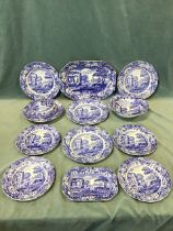 Spode Blue Italian ceramic dinnerware - dinner plates, luncheon plates, a muffin dish & cover, a