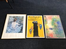 Three contemporary framed posters - Henri Toulouse-Lautrec, a Spanish film, and a National Theatre