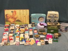 Miscellaneous tins including The Greys cigarettes, Bairds coffee essence, Lulu Guinness for